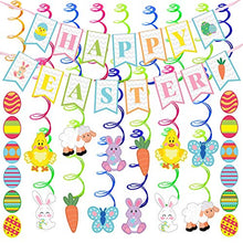 Load image into Gallery viewer, JOYIN 31 PCS Easter Decorations Egg Bunny Foil Swirl Party Hanging Decoration Mega Value Kit for Easter and Themed Party Decoration
