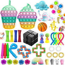 Load image into Gallery viewer, Fidget Toys Pack, Fidget Toy Sensory Set, Decompression Toy with Push Pop Bubble Inf-inite Cube, Stress Relieves Sqùeeze Poppet Toy for Adults Kids Party Favors Bags Fillers(40 Pcs)