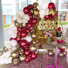 Load image into Gallery viewer, Balloon Garland Kit Burgundy Gold Party Decorations Balloons Arch Kit White Metallic Gold and Burgundy Double-Stuffed Latex Balloons for Girls Women Birthday Party Wedding Decorations Anniversary
