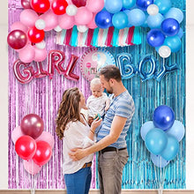Load image into Gallery viewer, Gender Reveal Party Decoration Supplies 71pcs Blue Pink Confetti Latex Balloon Garland Kit Glitter Boy Or Girl Banner Metallic Fringe Curtains for Gender Reveal Baby Shower Party Decorations