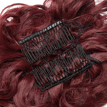 Load image into Gallery viewer, Wine Red Hair Bun Scrunchy Scrunchie Short Messy Curly Wavy Hair Extensions With Combs Clip In Chignon Bun Hairpieces