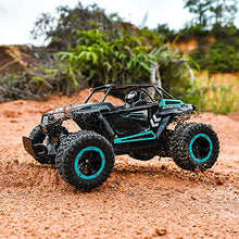 Load image into Gallery viewer, BEZGAR 18 Cyan Toy Grade 1:14 Scale Remote Control Car, 2WD High Speed 20 Km/h All Terrains Electric Toy Off Road RC Vehicle Truck Crawler with Two Rechargeable Batteries for Boys Kids and Adults