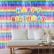 Load image into Gallery viewer, Pajaver Metallic Tinsel Curtains, Rainbow Foil Curtain, Backdrop Fringe Curtains, Door Window Backdrop Decorations for Birthday Wedding Party Favors Supplies (Multicolor B)