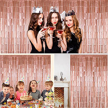 Load image into Gallery viewer, Rose Gold Foil Fringe Curtain 3ft x 8.3ft, 1 Pack Rose Gold Metallic Tinsel Curtain Birthday Decorations, Foil Curtain for Birthday Graduation Wedding Engagement Bridal Shower Bachelorette Holiday