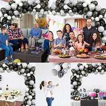 Load image into Gallery viewer, Black Balloon Arch Kit, 98pcs Chrome Silver Gray Agate Black and White Latex Balloon Garland Arch for Men Women Birthday Wedding New Year Halloween Graduation or Retirement Party