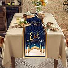 Load image into Gallery viewer, QICIG Eid Mubarak Table Runner Golden Star Moon Lantern Ramadan Decorations for Table Ramadan Decoration 13x70 inches