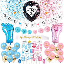 Load image into Gallery viewer, GOTH Perhk 65 Pcs Baby Gender Reveal Party Decoration, 36" Black Reveal Balloon with Boy or Girl Banner, Blue Pink Balloons, Confetti Balloons, Photo Props Decorations Set for Baby Shower