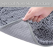 Load image into Gallery viewer, LUFENG Bath Mat Set 2 Pieces, 20 * 31'' Bathroom Mat and 20 * 20'' U Shape Toilet Rug with Non Slip Adhesive Bottom, Bath Rug for Floor Tub Shower Bedroom, Machine Washable (Dark Grey)