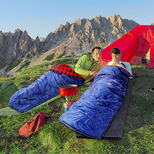 Load image into Gallery viewer, Double Sleeping Bag for Adults Camping, Extra Wide 2 Person Waterproof Cotton Flannel Sleeping Bag for 3-Season Warm & Cold Weather, Lightweight with Compact Bag for Hiking Backpacking