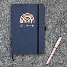 Load image into Gallery viewer, Stickerscape Personalised Rainbow Heart Notebook | Gift for School Teacher, Friend Or Family Member | A5 Lined Hardback | Recycled Paper | Black or Blue (Black)