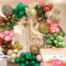 Load image into Gallery viewer, Balloon Arch Kit Jungle Safari,Sage Green Balloon Garland Kit Safari Party Decorations,Pink Green Apricot Coffee Metallic Gold Balloon Pack for Baby Shower Birthday Wedding Safari Theme Party Decor