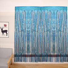 Load image into Gallery viewer, Hisredsun 4 pack Metallic Tinsel Curtains 3.2x8.2ft Sparkle Foil Fringe Curtains for Photo Backdrop Door Wall Hanging Party Christmas Decoration (light blue)