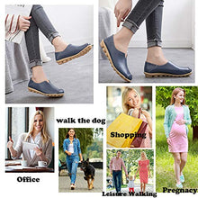 Load image into Gallery viewer, Women's Leather Shoes Loafers Moccasins Casual Slip On Flats Driving Shoes Boat Shoes Size Dark-Blue UK6,5=CN41