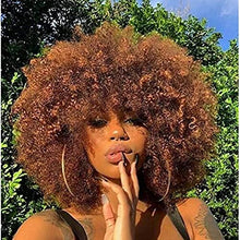 Load image into Gallery viewer, Short Hair Afro Kinky Curly Wigs With Bangs For Black Women African Synthetic Ombre Glueless Cosplay Natural Blonde Wig 12 inches(Blonde)