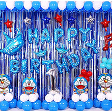 Load image into Gallery viewer, 6.5Ft Foil Fringe Curtains, Metallic Tinsel Streamers Backdrop for Party Prom Birthday Favors Decoration, 1 x 2m/ 3.3 x 6.6 feet (Blue)