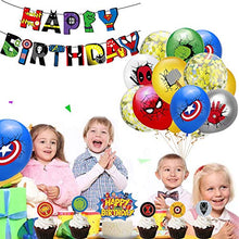 Load image into Gallery viewer, KBD Superhero Avengers Party Supplies Superhero Balloons Superhero Birthday Banner Super Hero Cake Toppers Superhero Marvel Avengers Birthday Party Decorations (Yellow Sequins)