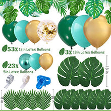 Load image into Gallery viewer, Green Balloons Arch Kit, Jungle Safari Tropical Balloons Garland with Green Metallic Gold Balloons and Leaves for Wild One 1st First Birthday Baby Shower Wedding Party Supplies.