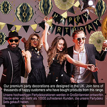 Load image into Gallery viewer, Premium Reusable Birthday Party Decorations - Birthday Decoration Set - Party Supplies - Happy Birthday Banner, Birthday Bunting - Black and Gold Birthday Decorations for Men Women 18th 30th 40th 50th