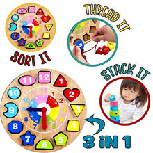 Load image into Gallery viewer, Jaques of London Teaching Clock | Montessori Shape Sorter | Tell The Time Clock | Wooden Shape Sorter Toys | Learning Clock | Since 1795