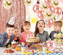 Load image into Gallery viewer, Rose Gold Party Decorations, Bachelorette Party, Balloons for Birthday Party Wedding ( Kit with Balloons, Tassel Garland, Foil Fringe Curtains, Gold Table Runner, Birthday Banner, Ribbons)