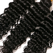 Load image into Gallery viewer, Deep Curly Hair 3 Bundles 12 14 16 Inch Peruvian Deep Wave Hair 300 gram Natural Color Virgin Remy Human Hair Extensions Weave Weft for Full Head