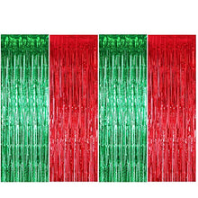Load image into Gallery viewer, ENTHUR Christmas Party Decoration Backdrop Foil Curtains 1×2.5m×4 Pack Metallic Fringe Door Curtains Shimmer Tinsel Curtain for Birthday Wedding Party Halloween Christmas Decorations