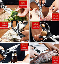 Load image into Gallery viewer, 2Pcs Kitchen Scissors, Heavy Duty Kitchen Scissors, Stainless Steel Kitchen Shear with Cover, Sharp Cooking Scissors for Meat Chicken Fish Nut Vegetable Herb, Bottle Opener