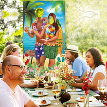 Load image into Gallery viewer, Hawaiian Aloha Party Decorations Luau Couple Photo Prop, Giant Fabric Hawaiian Luau Photo Booth Background, Funny Luau Couple Photo Door Banner for Luau Party or Beach Party Supplies Favors, 6 x 3 ft