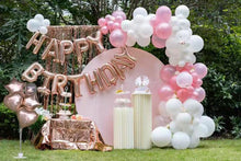 Load image into Gallery viewer, Balloon Arch Kit Rose Gold Birthday Party Decorations Garland Happy Birthday Banner White Transparent Confetti Balloons Pump Heart Foil Table Cloth Glue Dots (Rose Gold)