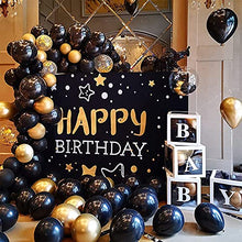 Load image into Gallery viewer, Black and Gold Balloons Garland Kit, 121pcs Reusable Metallic Latex Confetti Black Gold Balloon Arch Kit Party Backdrop Decoration for Birthday Party, Wedding, Graduation, Anniversary Retirement
