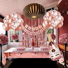 Load image into Gallery viewer, Rose Gold Party Decorations Happy Birthday Confetti Balloons with Banner,Giant Champagne Foil Balloons,Star Heart Foil Balloons,Tissue Paper Pompoms for 1st 2th 3td 16th 18th 21st 25th 30th 50th 60th