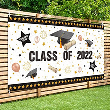 Load image into Gallery viewer, Graduation Decorations 2022 Banner for Class of 2022, 200 × 110 cm, Fabric Congrats Grad Banner Graduation Banner Party Supplies Photo Prop/Booth Backdrop,2022 Graduation Decorations Indoor/Outdoor