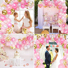 Load image into Gallery viewer, Sylbapestry Pink Balloon Arch Kit Balloon Garland 122pcs White Pink Gold Rose Bling Balloon Strip Birthday Wedding Party Backdrop (pink)