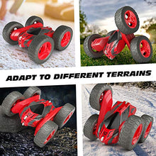Load image into Gallery viewer, Tecnock Stunt RC Car for Kids, 2.4Ghz Double Sided Flips 360° Rotating Remote Control Car with Rechargeable Battery for 40 Min Play, Great Gifts for Boys and Girls (Red)