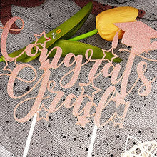 Load image into Gallery viewer, We are So Proud of You Glitter Banner Graduation Garland with Congrats Grad Topper Graduation Cap for Congratulation Party Decorations Graduation Ceremonies Supply (Rose Gold)