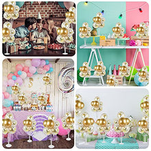 Load image into Gallery viewer, 4 Set Table Balloon Stand Kit, Table Decorations Balloons Tree Table Balloon Stick Holder 32 Pieces Gold Balloons and Balloon Tie Tool for Graduation Wedding Birthday Party Decorations