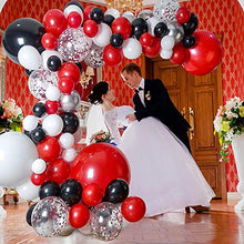 Load image into Gallery viewer, Balloon Arch Kit Red and Black, Black White Metallic Silver Balloon Garland Kit Latex Balloons Party Balloons for Birthday Party Supplies Wedding New Year Party Decorations