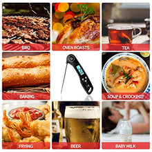 Load image into Gallery viewer, Meat Thermometer, DOQAUS Instant Read Cooking Thermometer, Digital Food Thermometer, Backlight LCD Screen Foldable Long Probe & Auto On/Off, Perfect for Kitchen Cooking, BBQ, Water,Meat, Milk (Black)