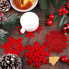 Load image into Gallery viewer, ADXCO 12 Pieces Christmas Coasters Red Christmas Cup Mats Snowflake Designs 6 Patterns Wine Tea Coffee Drinks Mats for Christmas Dinner Xmas Party Decoration