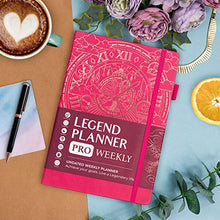 Load image into Gallery viewer, Legend Planner PRO – Deluxe Weekly & Monthly Life Planner to Increase Productivity and Hit Your Goals. Time Management Organizer Notebook – Undated – 18 x 25.5cm Hardcover + Stickers – Hot Pink