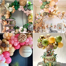Load image into Gallery viewer, Balloon Arch Kit Jungle Safari,Sage Green Balloon Garland Kit Safari Party Decorations,Pink Green Apricot Coffee Metallic Gold Balloon Pack for Baby Shower Birthday Wedding Safari Theme Party Decor