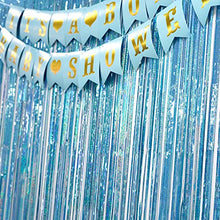 Load image into Gallery viewer, Blue Tinsel Curtain Party Backdrop - GREATRIL Foil Lametta Curtain Party Decor Photo Backdrop for Birthday/Baby Shower/Mermaid/Under The Sea/Ocean/Frozen Party Decorations - 1m x 2.5m - Pack of 2