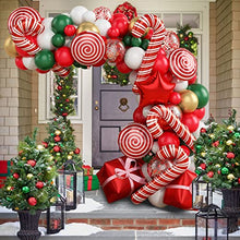 Load image into Gallery viewer, Christmas Balloon Arch Kit, 126PCS Christmas Arch with Red and White Christmas Balloons, Candy Cane Foil Balloons, Christmas Balloon Garland Arch Kit for New Year Xmas Holiday Party Decor