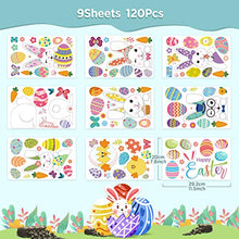 Load image into Gallery viewer, Hianjoo 130 PCS Easter Window Cling, 9 Sheets Easter Bunny Window Stickers PVC Static Stickers with Rabbit, Eggs, Carrot, Egg Basket, Flower Wreath, Flower, Butterfly for Easter Decoration