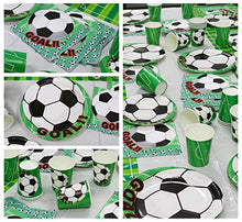 Load image into Gallery viewer, PIXHOTUL Football Party Supplies - Sports Theme Party Pack Decorations for Kid's Birthday Including Plates, Cups, Napkins, Invitation Cards, Tablecloth, Banner, Gift Bags and Balloons, Serves 12