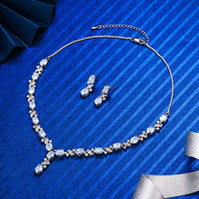 Load image into Gallery viewer, Clearine Women's Wedding Bridal Cubic Zirconia Infinity Y-Shape Necklace Dangle Earrings Set Clear Silver-Tone