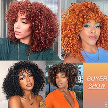 Load image into Gallery viewer, Colorfulpanda Curly Afro Wig for Black Women Natural High Heat Synthetic Hair wigs with Fringe Short Kinky Curly Full Wig Cosplay Party Daily Wear,Golden Red