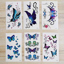 Load image into Gallery viewer, Butterfly Temporary Tattoos for women sexy 6 Pcs by Yesallwas,Waterproof long lasting Fake Tattoos Stickers for Arms Shoulders sexy body tattoos 6cmx10.5cm/2.36x4.13 inches (LxW)