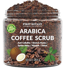 Load image into Gallery viewer, First Botany Cosmeceuticals Natural Arabica Coffee Scrub 12 Oz. With Organic Coffee, Coconut And Shea Butter - Best Acne, Anti Cellulite And Stretch Mark Treatment, Spider Vein Therapy