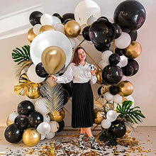 Load image into Gallery viewer, Black Balloons Arch Kit- 138Pcs Black Gold White Balloon Garland Kit, Latex Balloons Party Decorations Backdrop Ideal for Birthday, Baby Shower, Wedding Decorations